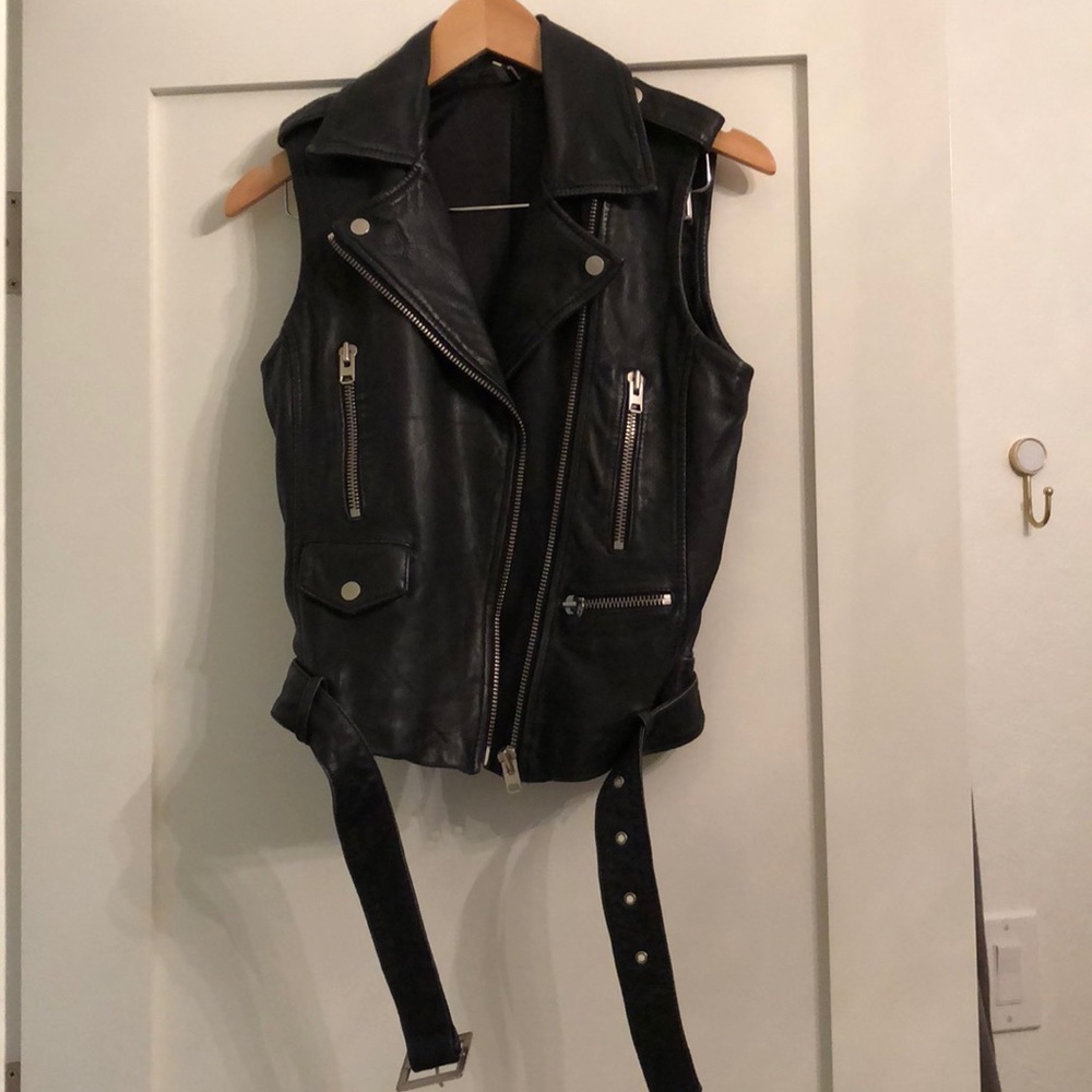 TOP SHOP. Leather biker vest